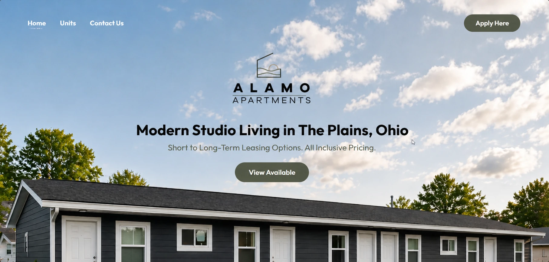 Alamo Apartments live property website homepage